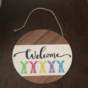 Welcome Peeps Pastel Bunny Door Hanger